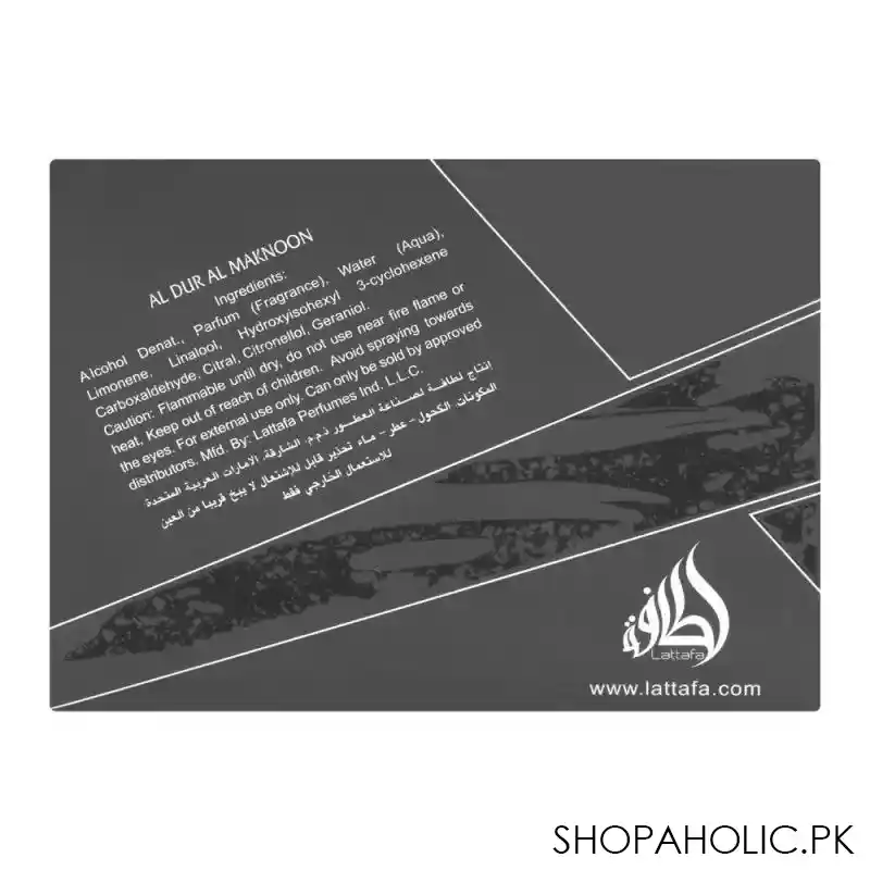 lattafa al dur al maknoon eau de parfum, fragrance for men & women, 100ml image3
