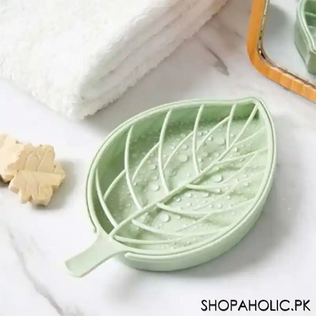 leaf shape soap holder with draining tray image4