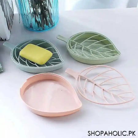 leaf shape soap holder with draining tray image5
