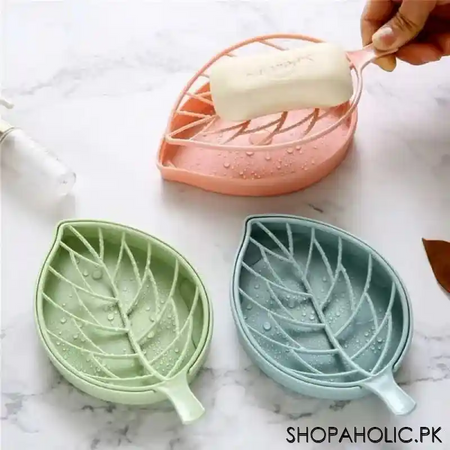 leaf shape soap holder with draining tray image6