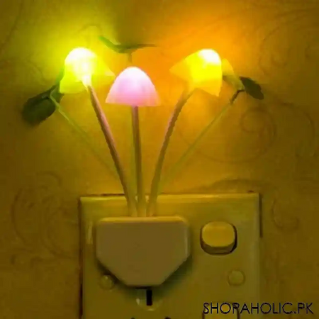 led mushroom romantic colorful sensor plug in night light image5