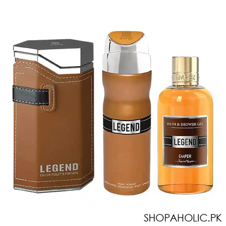 Legend Pour Homme Emper Perfume Set, Eau de Toilette 100ml+Body Spray 200ml+Bath & Shower Gel 250ml - Main Image