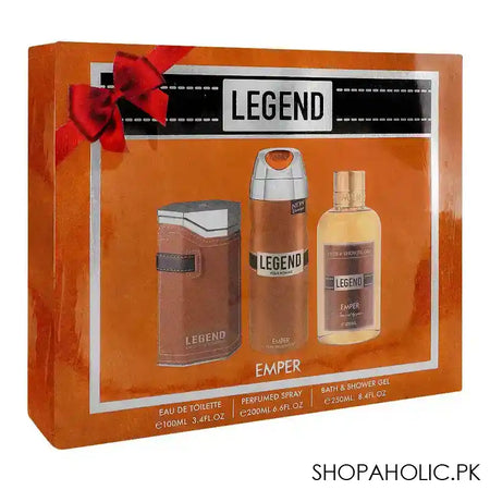 Legend Pour Homme Emper Perfume Set, Eau de Toilette 100ml+Body Spray 200ml+Bath & Shower Gel 250ml - Image 4