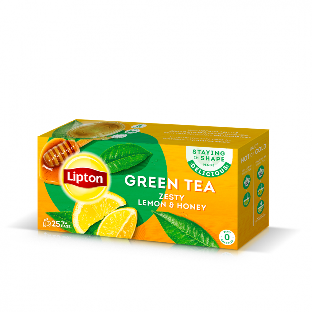 Lipton Zesty Lemon & Honey Green Tea Bags, 25-Pack - Image 2