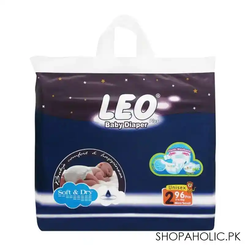 leo plus soft & dry baby diaper, small no. 2, 3 6kg, 96 pack main image