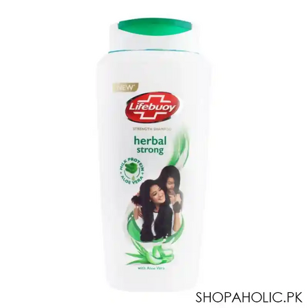 lifebuoy herbal strong milk protein + aloe vera strength shampoo, 650ml main image