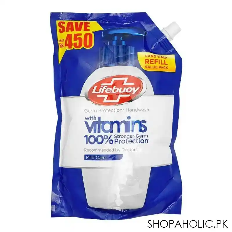 lifebuoy mild care with vitamin hand wash, 900ml pouch refill, save up to rs.450/  main image