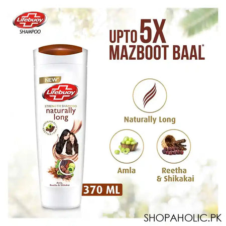 Lifebuoy Naturally Long Strength Shampoo, Amla Reetha & Shikakai, 370ml - Image 5