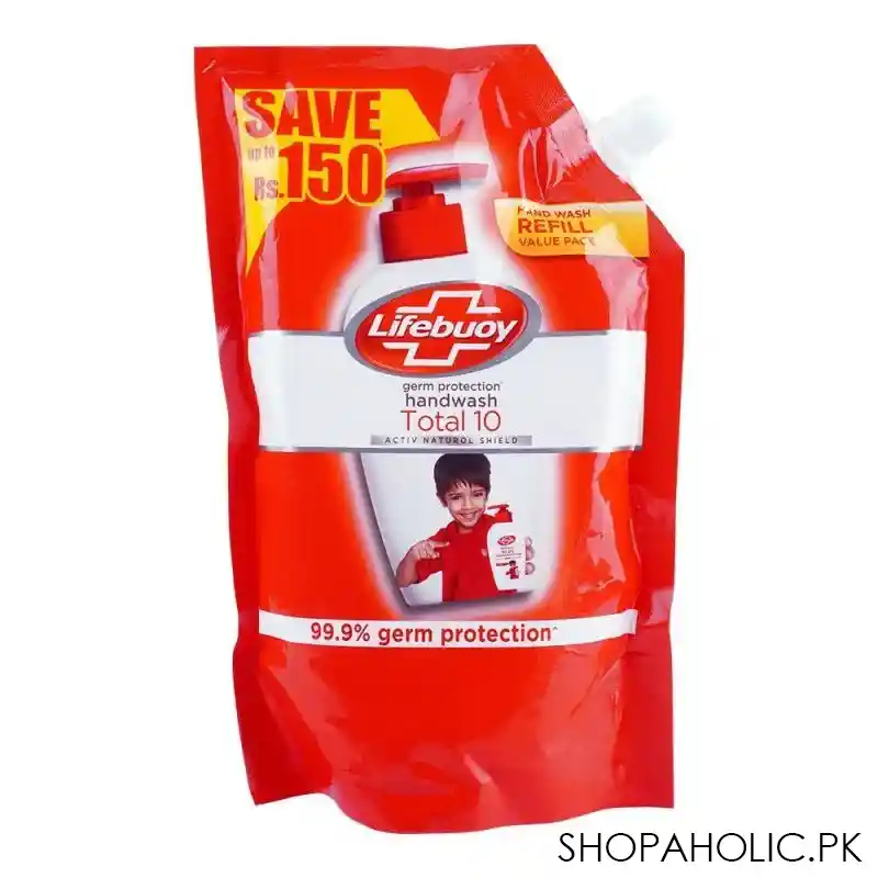 lifebuoy total 10 hand wash pouch refill, 450ml main image