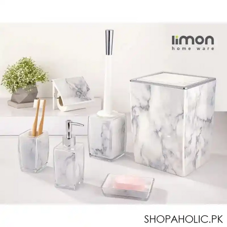 limon 6 pcs classic marble design bathroom set product code: 2023 image4