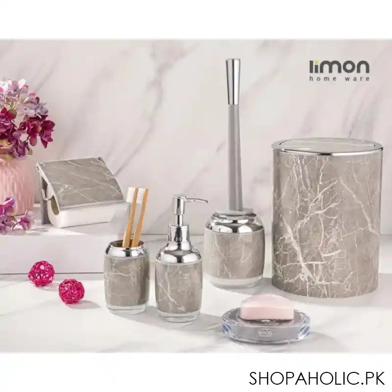 limon 6 pcs romantic marble design bathroom set product code: 2024 image5