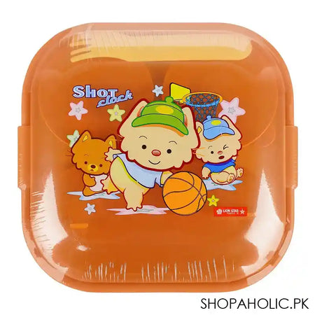 Lion Star Fiesta Plastic Lunch Box With Cutlery, 7.5in (H) x 6.9in (W) x 1.6in (D), Brown, BC-17 - Main Image