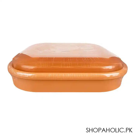 Lion Star Fiesta Plastic Lunch Box With Cutlery, 7.5in (H) x 6.9in (W) x 1.6in (D), Brown, BC-17 - Image 2