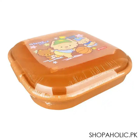 Lion Star Fiesta Plastic Lunch Box With Cutlery, 7.5in (H) x 6.9in (W) x 1.6in (D), Brown, BC-17 - Image 3