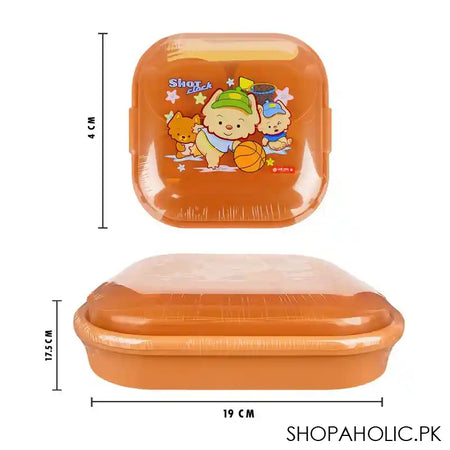 Lion Star Fiesta Plastic Lunch Box With Cutlery, 7.5in (H) x 6.9in (W) x 1.6in (D), Brown, BC-17 - Image 4