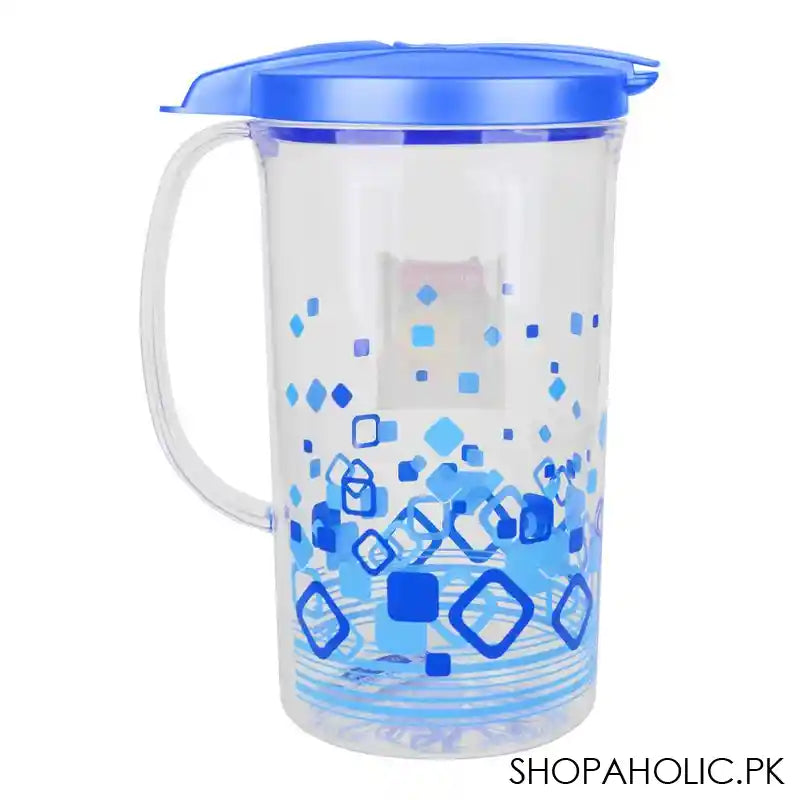 Lion Star Fiorita Plastic Water Jug With Lid & Handle, 2 Liter, Blue, K-20 - Image 2