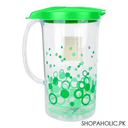 Lion Star Fiorita Plastic Water Jug With Lid & Handle, 2 Liter, Green, K-20 - Image 2