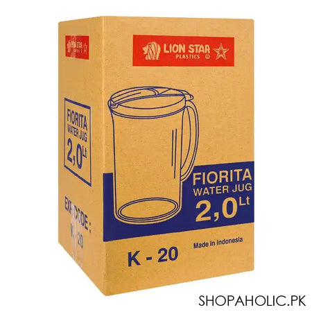 Lion Star Fiorita Plastic Water Jug With Lid & Handle, 2 Liter, Green, K-20 - Image 3