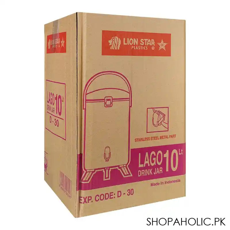 Lion Star Lago Drink Jar, 10 Liter, 10.2in x 17.1in, Pink, D-30 - Image 2