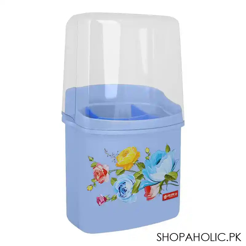 Lion Star Plastic Adora Cutlery Keeper, 5 Compartments, 6.7in x 3.9in x 10.8in, Blue, TS-33 - Main Image