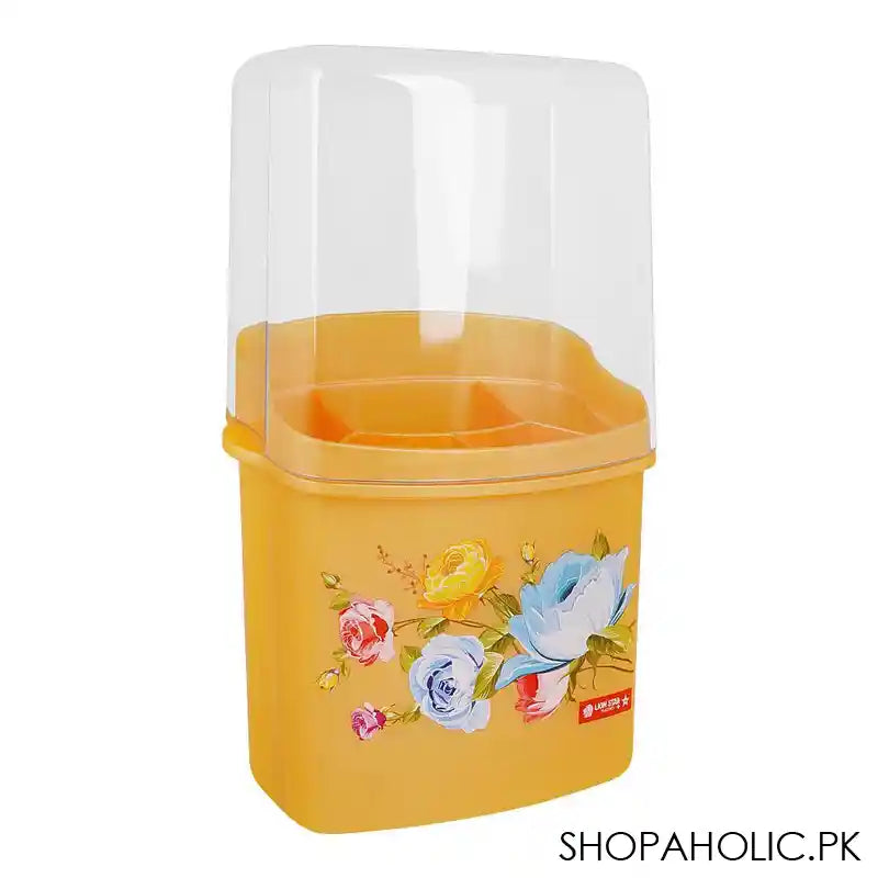 Lion Star Plastic Adora Cutlery Keeper, 5 Compartments, 6.7in x 3.9in x 10.8in, Orange, TS-33 - Main Image