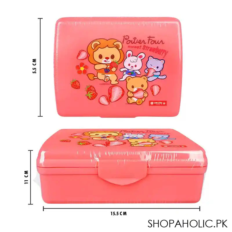 Lion Star Plastic Enzo Clip Lunch Box, 5.7in (H) x 4.1in (W) x 2.2in (D), Pink, SB-33 - Image 4