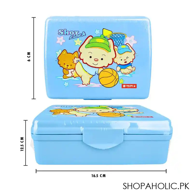 Lion Star Plastic Snap Lunch Box, 6.3in (H) x 4.7in (W) x 2.4in (D), Blue, SB-32 - Image 3