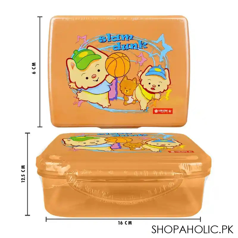 Lion Star Plastic Snap Lunch Box, 6.3in (H) x 4.7in (W) x 2.4in (D), Brown, SB-32 - Image 3