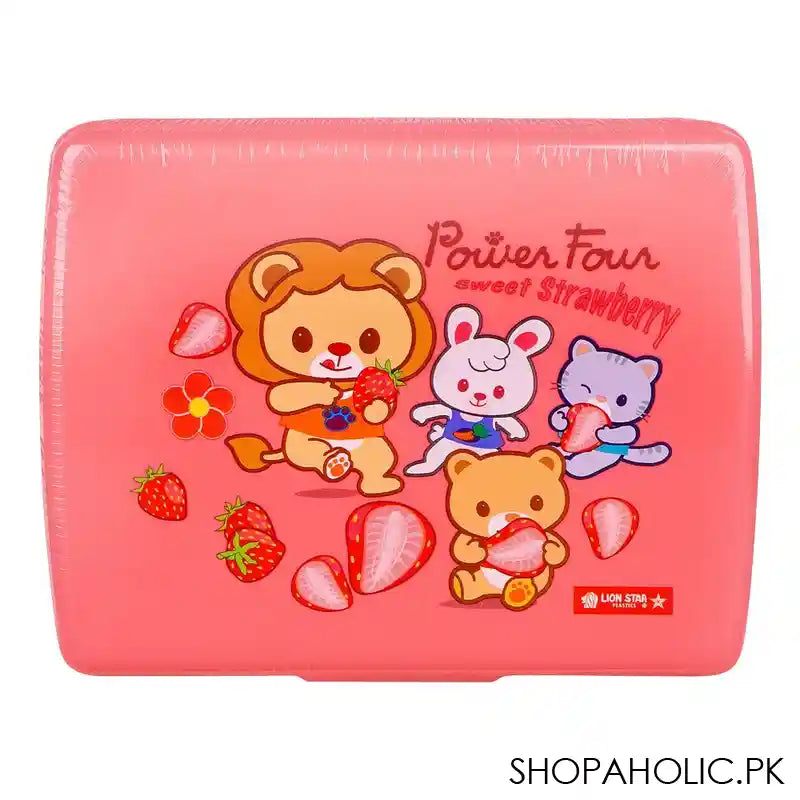 Lion Star Plastic Snap Lunch Box, 6.3in (H) x 4.7in (W) x 2.4in (D), Pink, SB-32 - Image 2