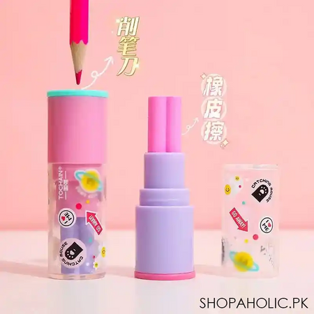 lipstick pencil eraser sharpener cute writing drawing rubber erasers stationery gifts school supplies main image