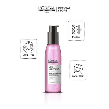 L'Oreal Professionnel Serie Expert Liss Unlimited Serum 125 ML - For Frizzy & Unruly Hair With Pro-Keratin - Image 3