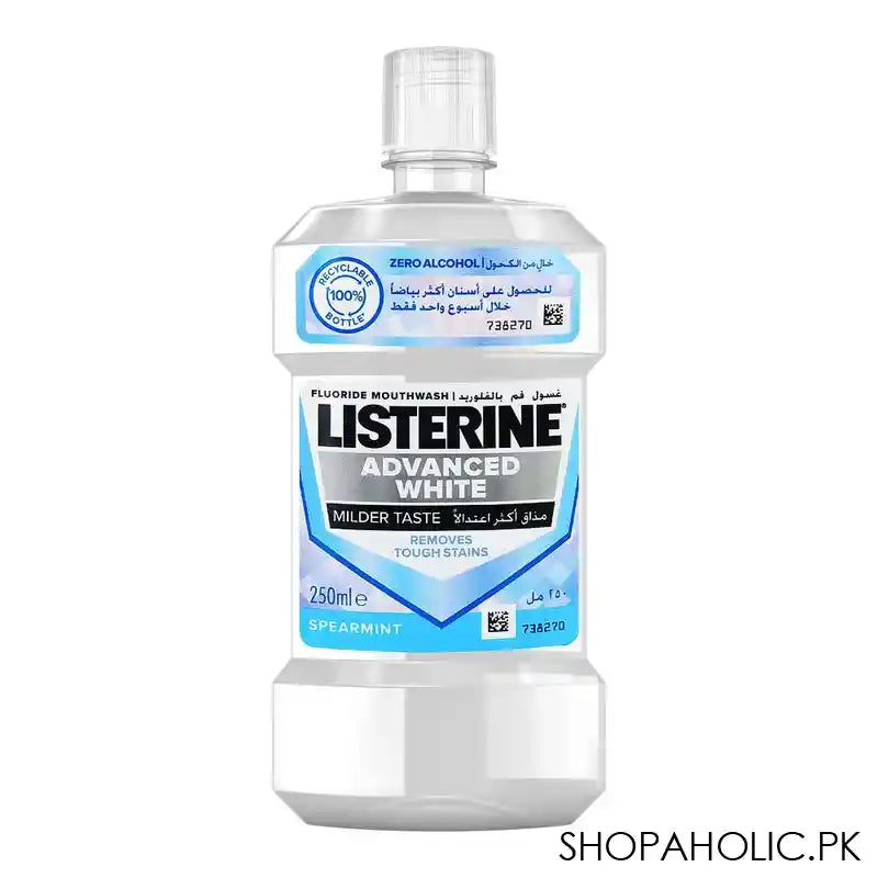 Listerine Advanced White Milder Taste Mouth Wash, Italy, 250ml - Main Image
