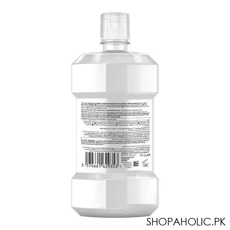 Listerine Advanced White Milder Taste Mouth Wash, Italy, 250ml - Image 3