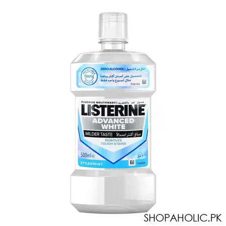 Listerine Advanced White Milder Taste Mouth Wash, Italy, 500ml - Main Image