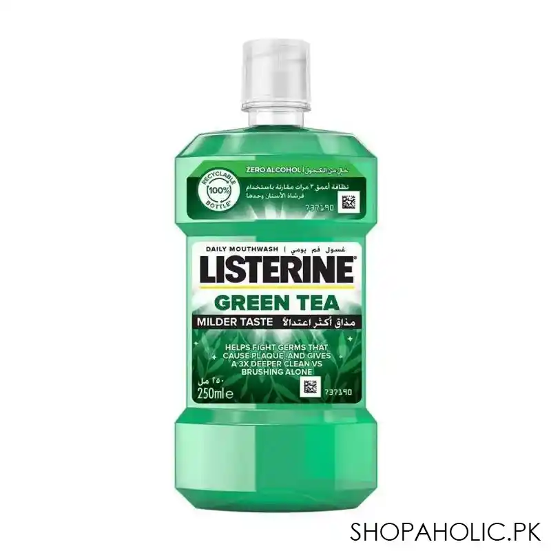 listerine green tea mouthwash, 250ml main image