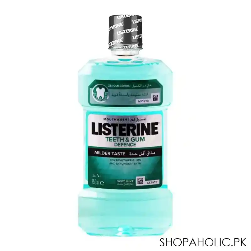 listerine teeth & gum defence soft mint mouthwash, 250ml image2