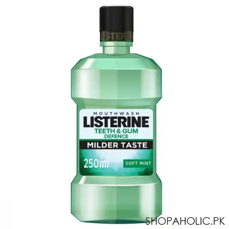 listerine teeth & gum defence soft mint mouthwash, 250ml main image