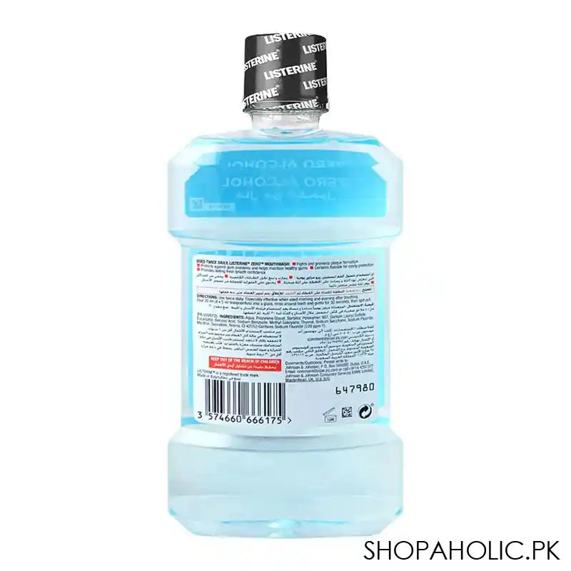 Listerine Zero Mild Mint Mouthwash, Zero Alcohol, 500ml - Image 2