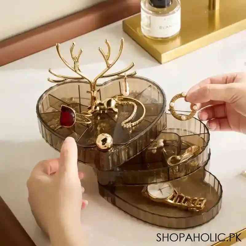 3 Layer Heart Shaped Rotating Jewellery Organizer