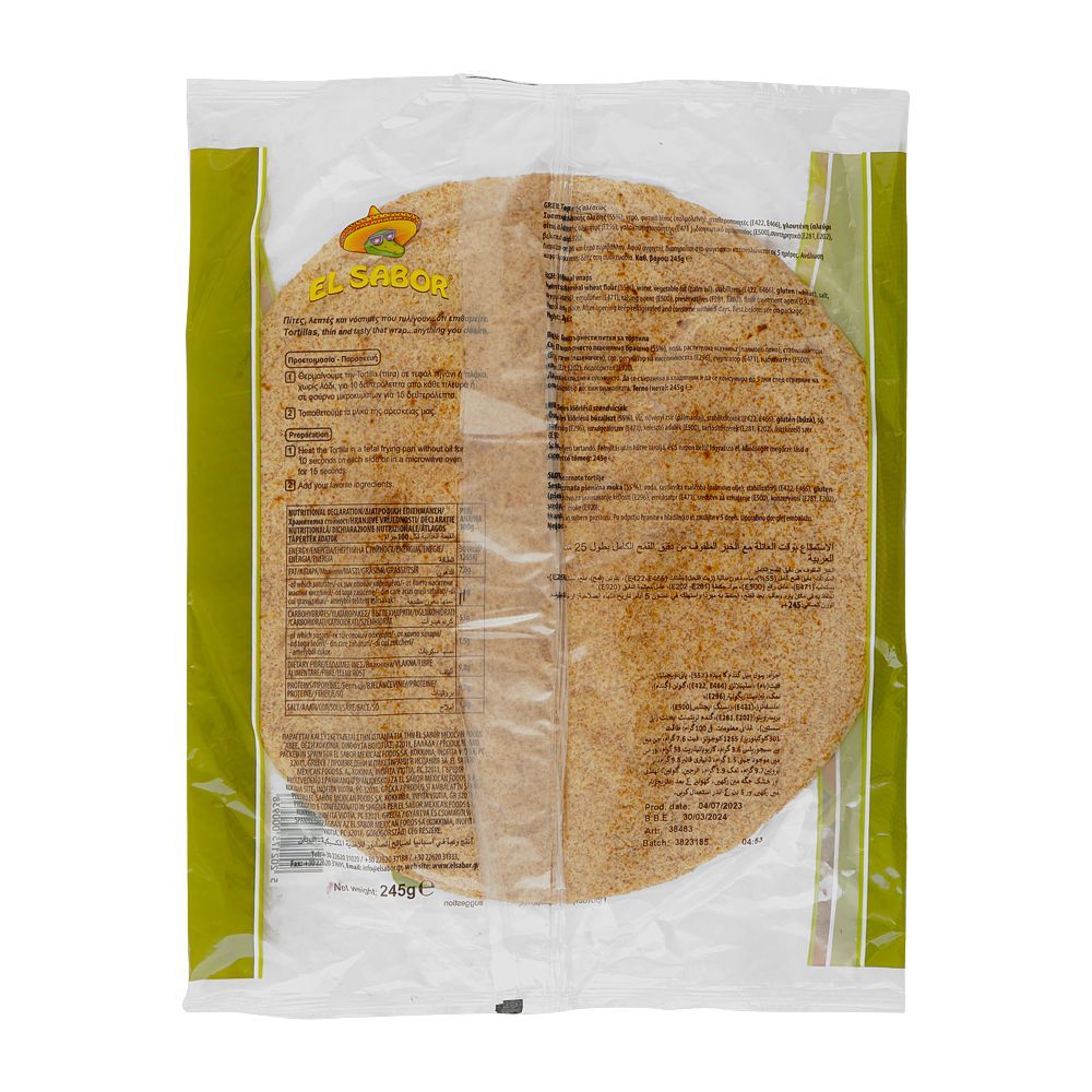 EL Sabor WholeMeal Wraps Tortillas, 4-Pack - Image 2