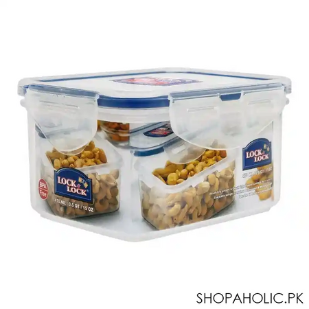 lock & lock air tight rectangular short food container, 470ml, llhpl807 main image