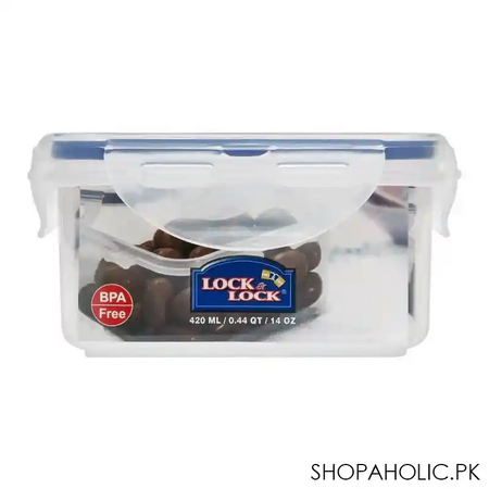 lock & lock air tight square short food container, 420ml, llhpl850 image2