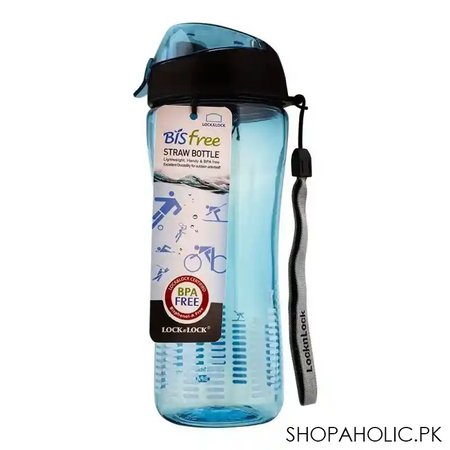 lock & lock bisfree sports bottle llabf628b, with straw blue, 550ml main image