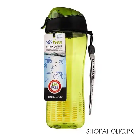 lock & lock bisfree sports bottle, with straw green, 550ml, llabf628g main image