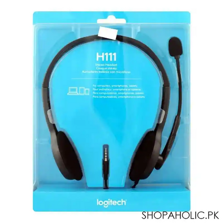 logitech stereo headset, black, h111 image3