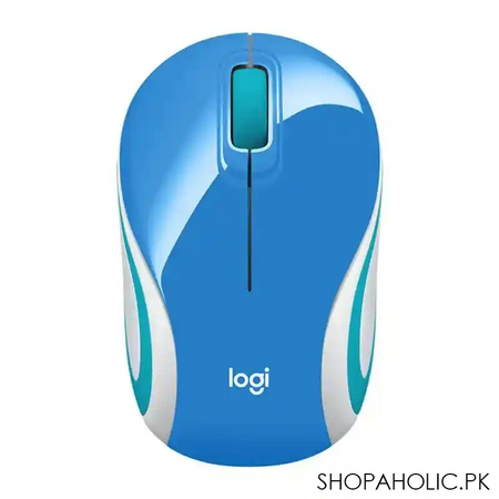 logitech wireless mouse, blue/white, m187 main image