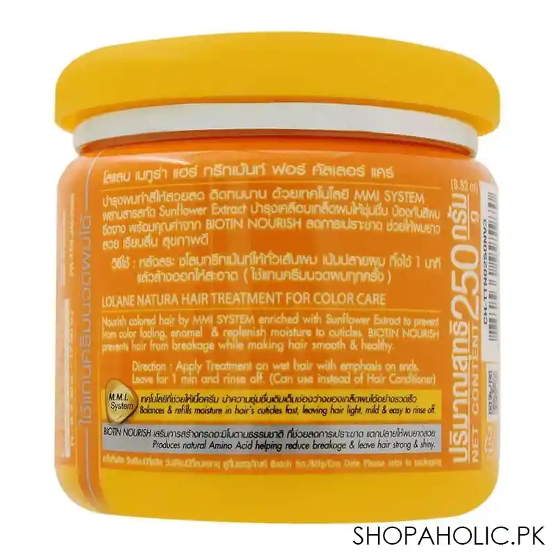 lolane natura hair treatment, sunflower extract + biotin, for color care, 250g image2