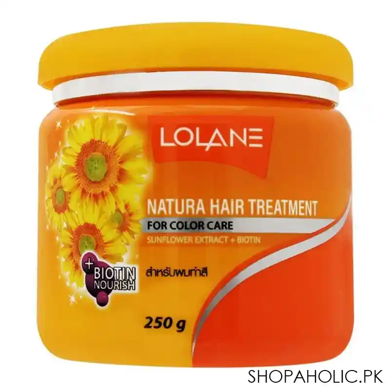 lolane natura hair treatment, sunflower extract + biotin, for color care, 250g main image