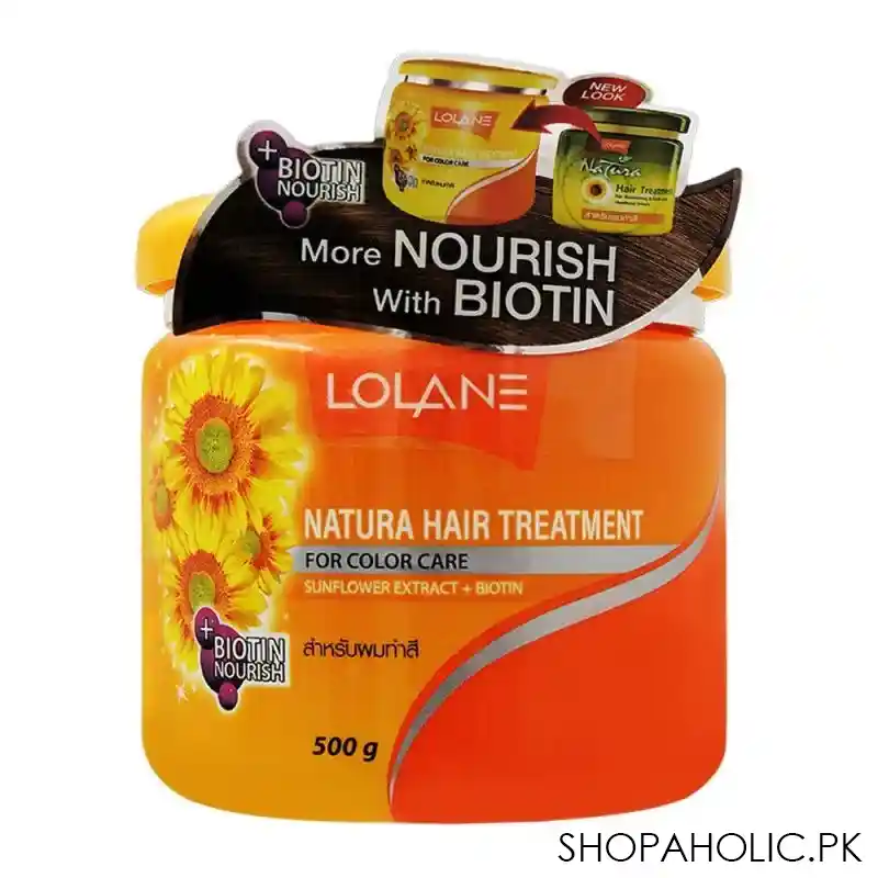 lolane natura hair treatment, sunflower extract + biotin, for color care, 500g main image