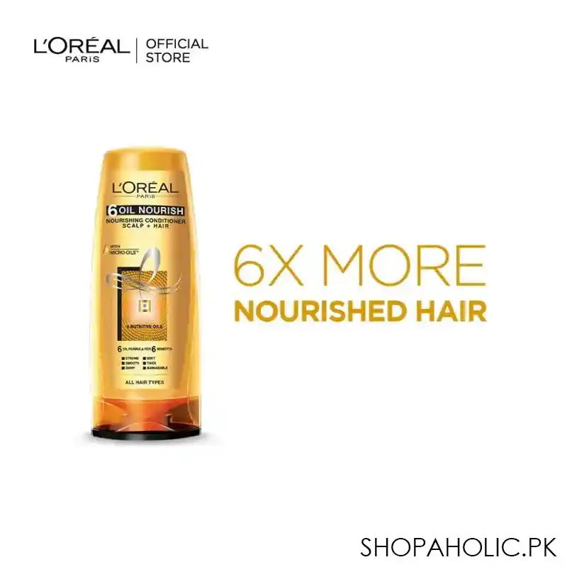 l'oreal paris 6 oil nourish scalp + hair nourishing conditioner, for all hair types, 175ml image2